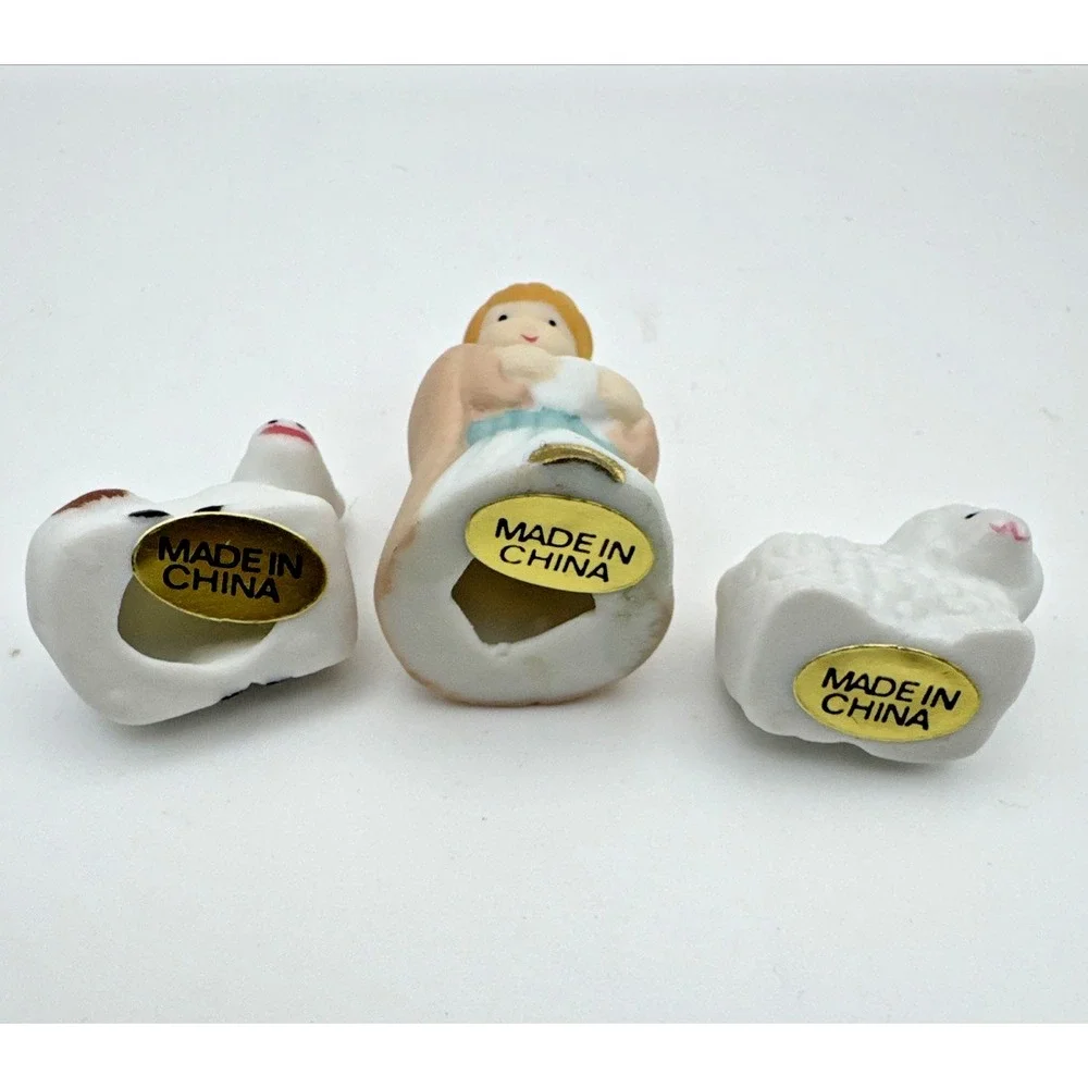 Vintage Pottery Ceramic‎ Mini Nativity Set Holy Family Figures 9 Pcs
